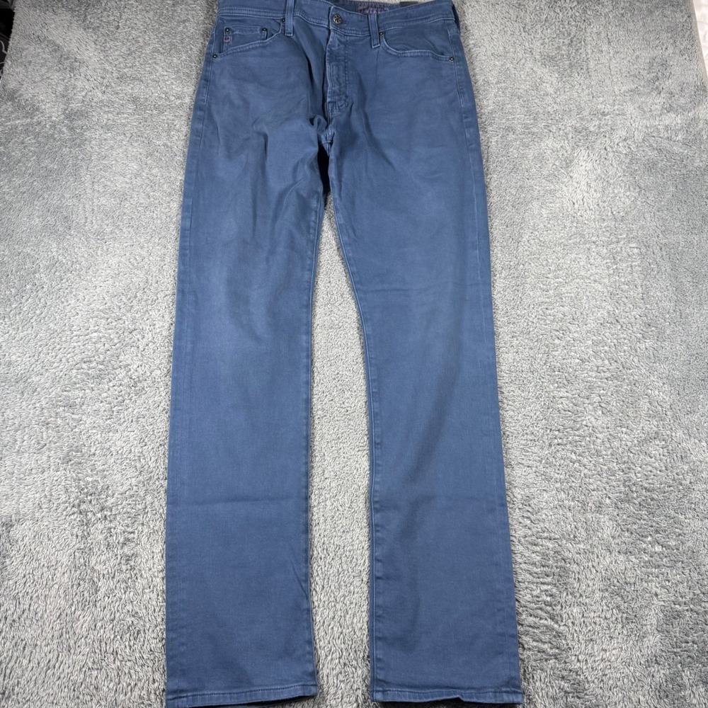 AG Everett Slim Straight Pants Mens 32x33 Blue Sateen Stretch Casual - Picture 4 of 8